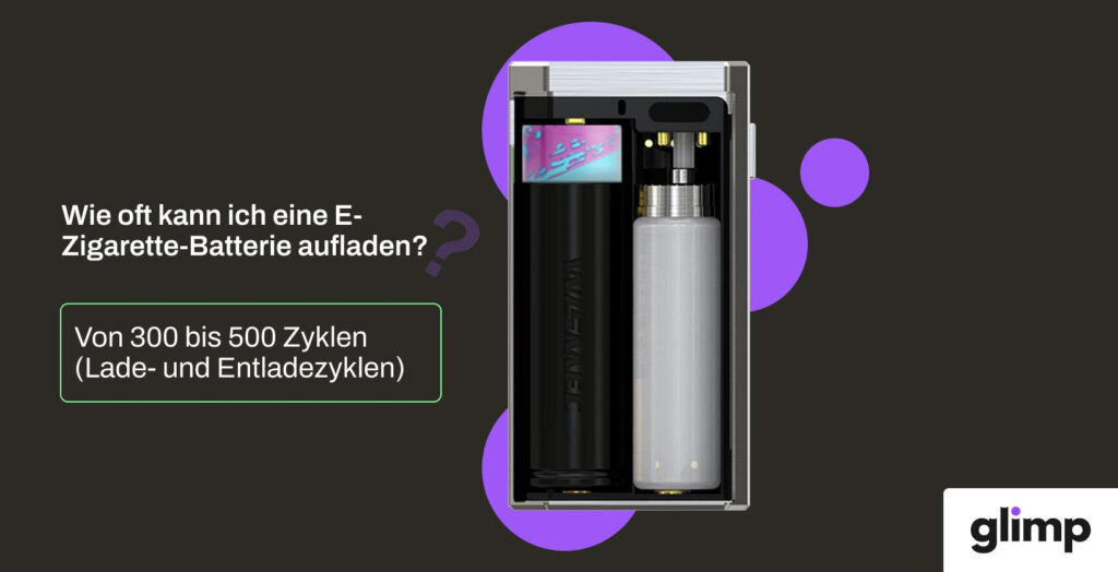 E-Zigaretten-Batterie hält von 300 bis 500 Zyklen